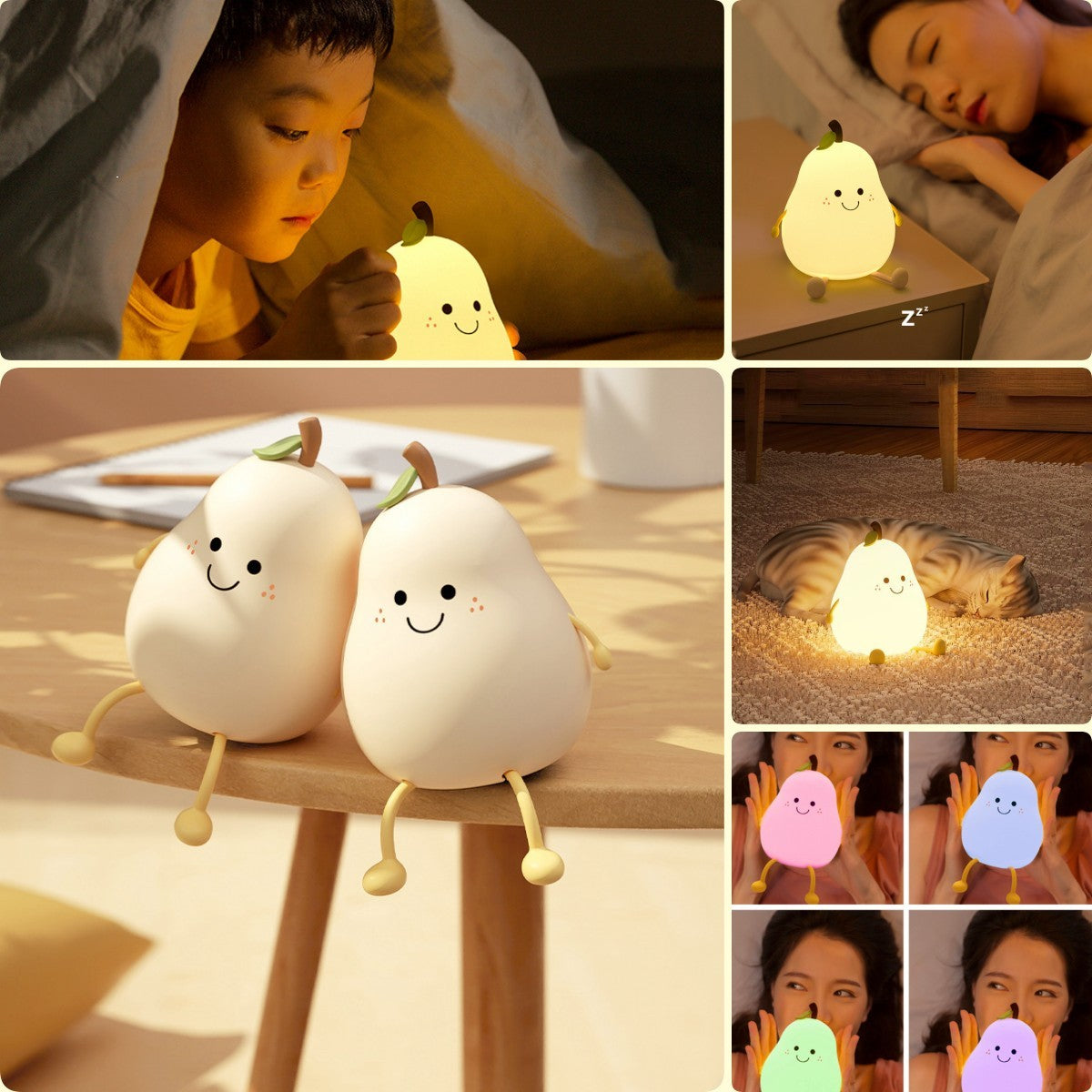 Veilleuse LED en forme de poire rechargeable par USB, variateur tactile, en silicone, lampe de table pour chambre à coucher, cadeau pour couple, Boby Light