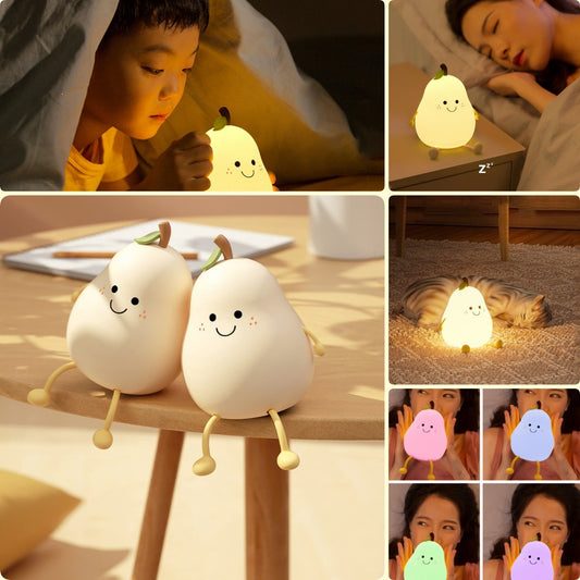 Veilleuse LED en forme de poire rechargeable par USB, variateur tactile, en silicone, lampe de table pour chambre à coucher, cadeau pour couple, Boby Light